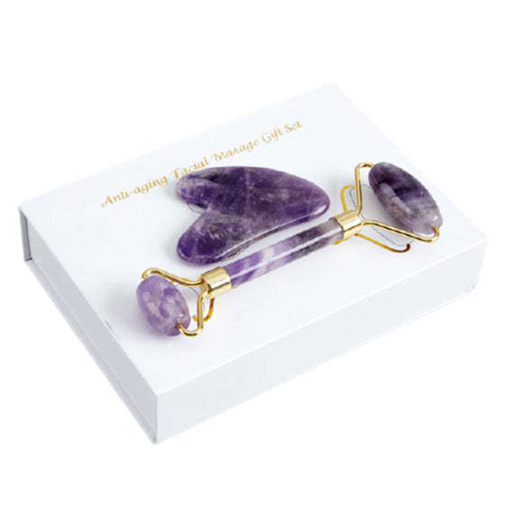 Gua-Sha With Jade Roller Made From 100% Natural Jade Stone